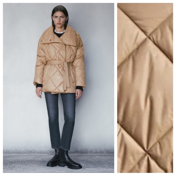 Massimo Dutti Jackets & Blazers - NWT. Massimo Dutti Camel/Light Brown Double-Breasted Puffer Jacket. Size S.